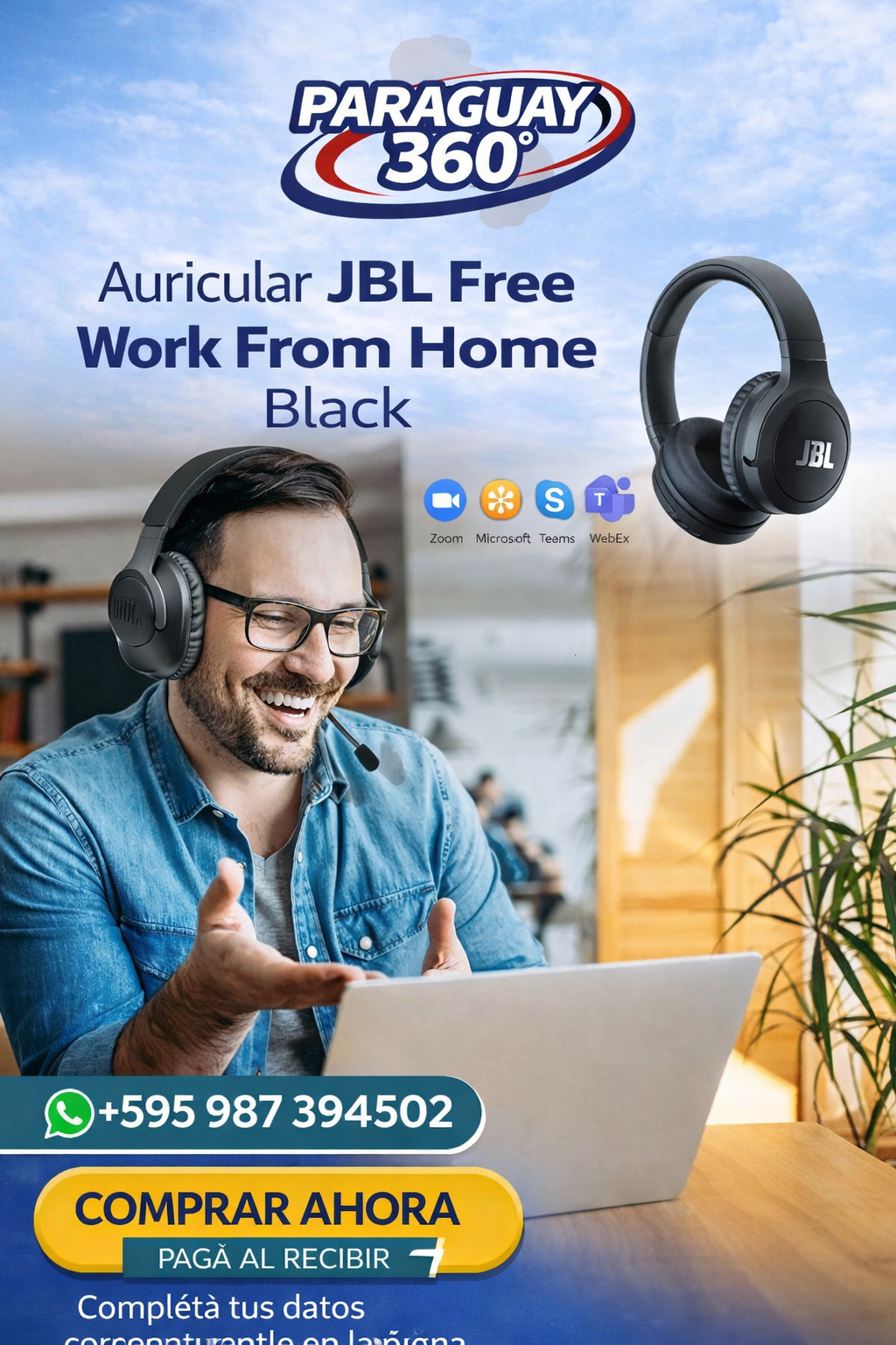 Auricular Jbl Free Work From Home Black