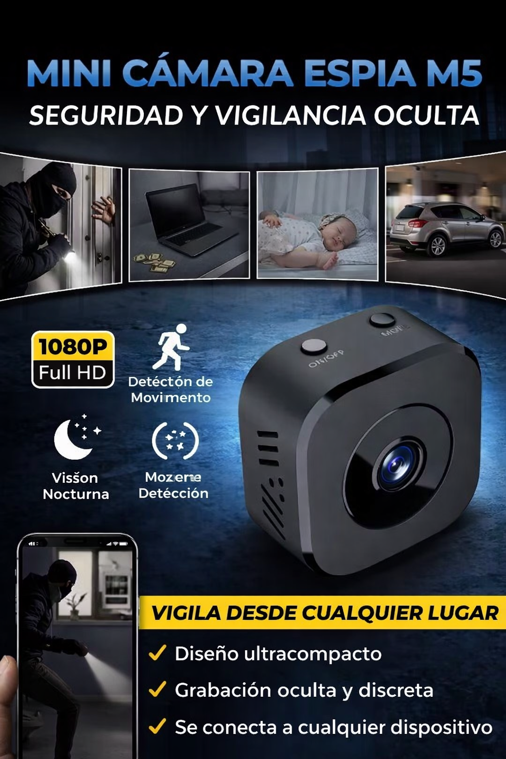 Mini Cam Espia Hd Wifi Ultra M5