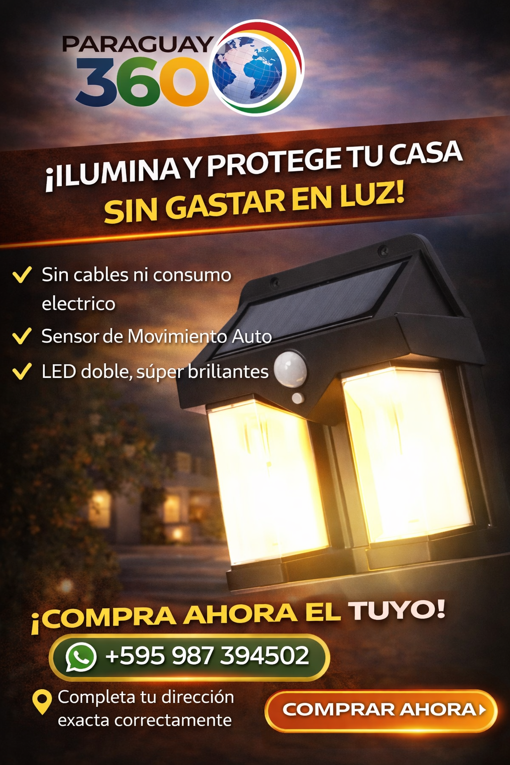 Luz Solar Exterior Con Sensor De Movimi C228