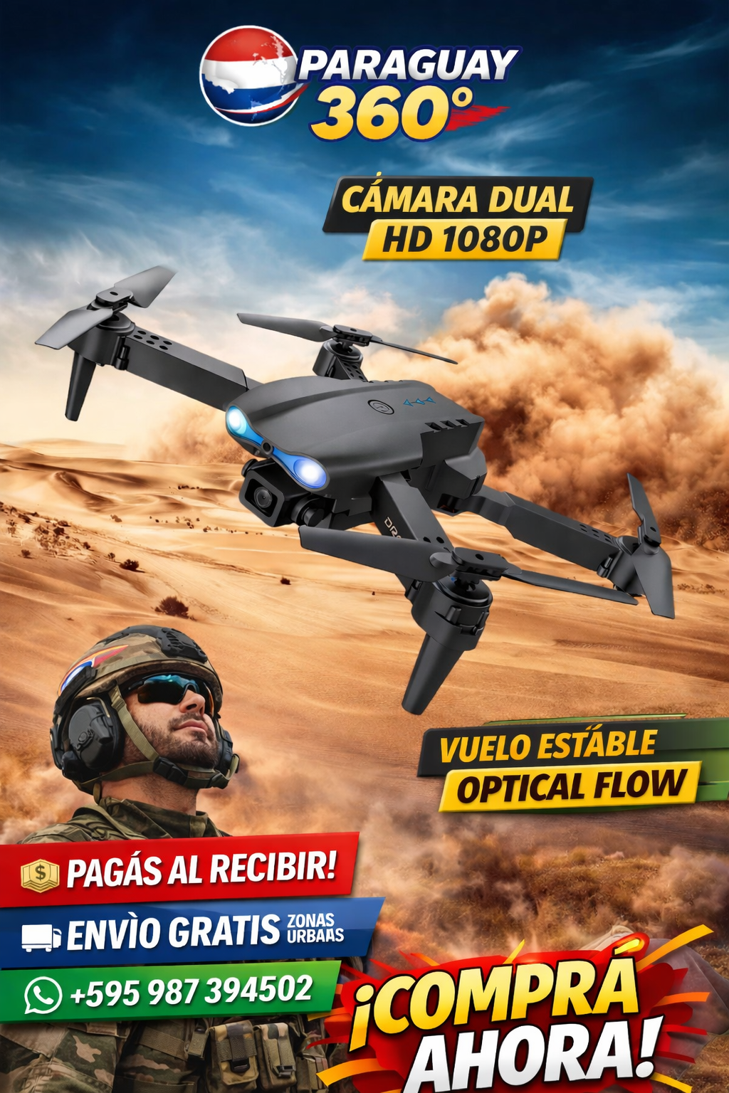 Drone E99 Dual Optical Flow con Cámara HD y Doble Batería