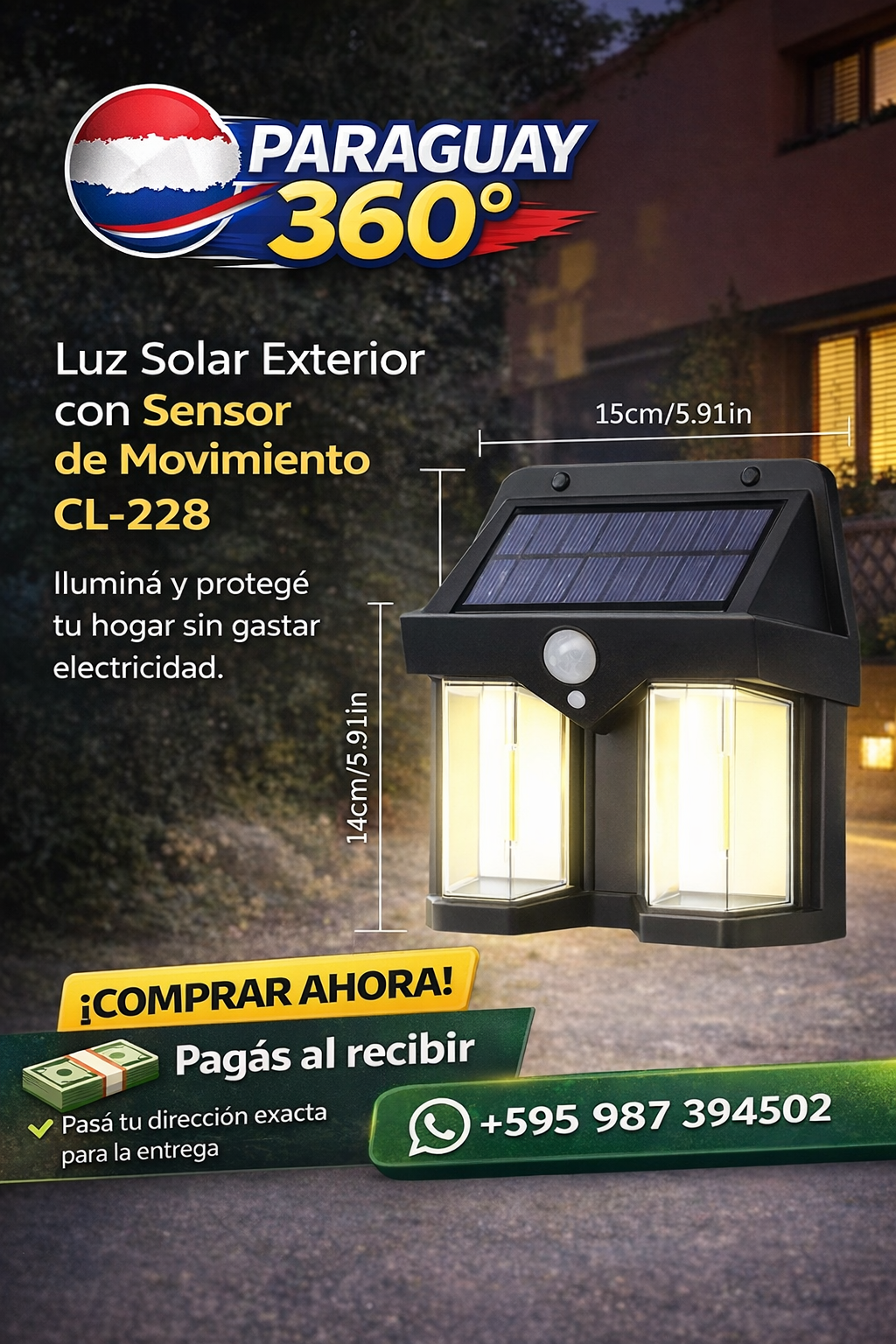 Luz Solar Exterior Con Sensor De Movimi C228