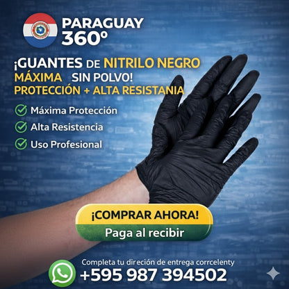 Guantes De Nitrilo Negro Sin Polvo 100 PIEZAS